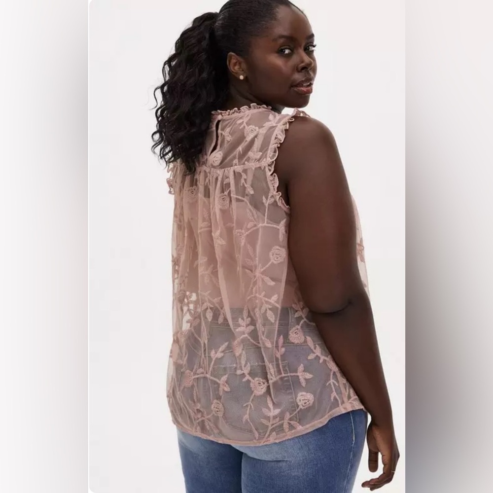Torrid Ruffle Embroidered Blouse